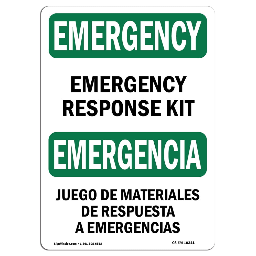OSHA EMERGENCY Sign Response Kit Bilingual Choose from Aluminum