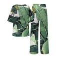 thumbnail image 4 of Women's Pajama Sets Short Sleeve Sleepwear Loungewear Summer Outfits For 2 Cotton Linen Set Oversized T Shirts Straight Leg Pant Tracksuit Plus Size Womens Clothing, 4 of 5