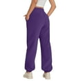 thumbnail image 5 of IWRICH Sweatpants Women Baggy Cross High Waisted Petite Sweat Pants with Pockets Lined Joggers Loose Jogger Pants Purple M, 5 of 7