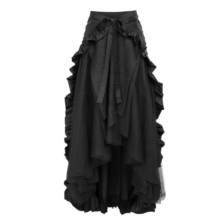 Vedolay Skirt With Slit Women's Cute Elastic High Waist Ruffled