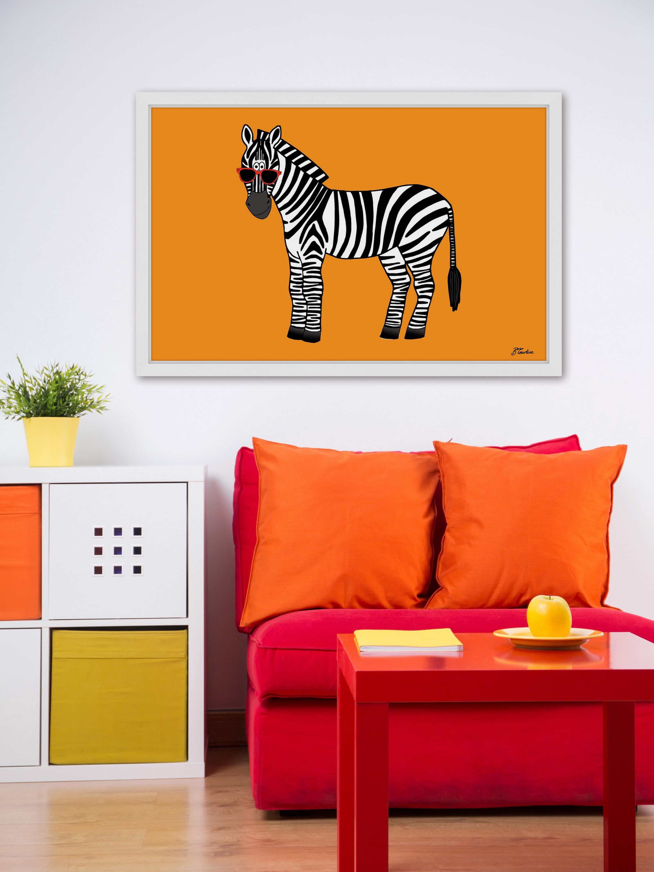 "Zebra Hippy Body" Framed Painting Print