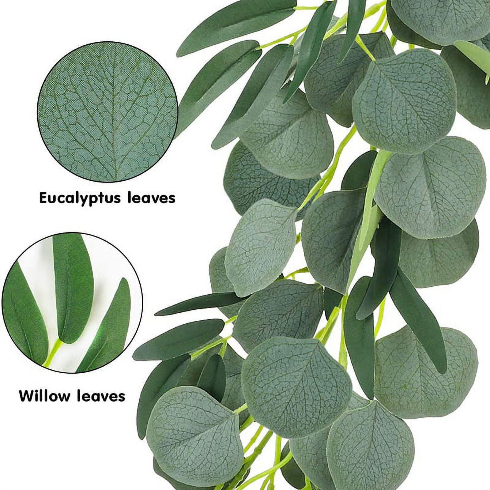 5-Pack 6.5 Feet Artificial Eucalyptus with Willow Garland Fake Vine Plant with Leaves Faux Silver Dollar Greenery