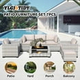 thumbnail image 3 of 7-Piece Outdoor Patio Furniture Set, PE Rattan Sectional Sofa with Waterproof Cushions & Coffee Table, Modern Patio Conversation Set for Porch, Balcony, Backyard, 3 of 8