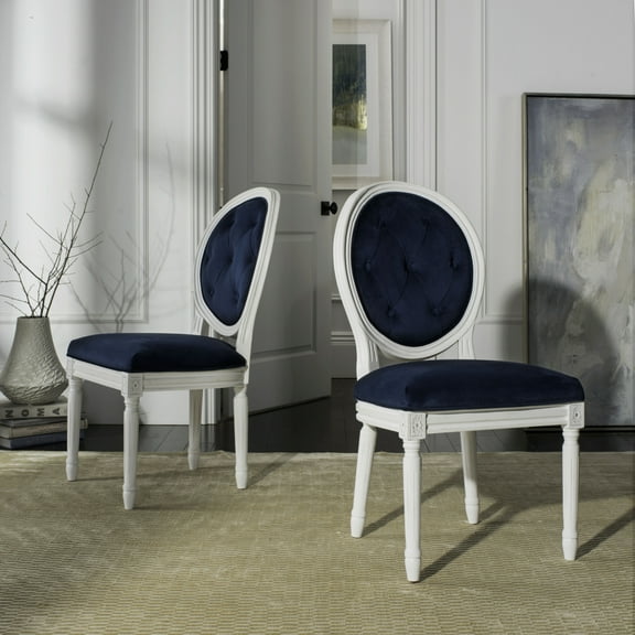 SAFAVIEH Holloway Tufted Oval Side Chair Set of 2 Navy