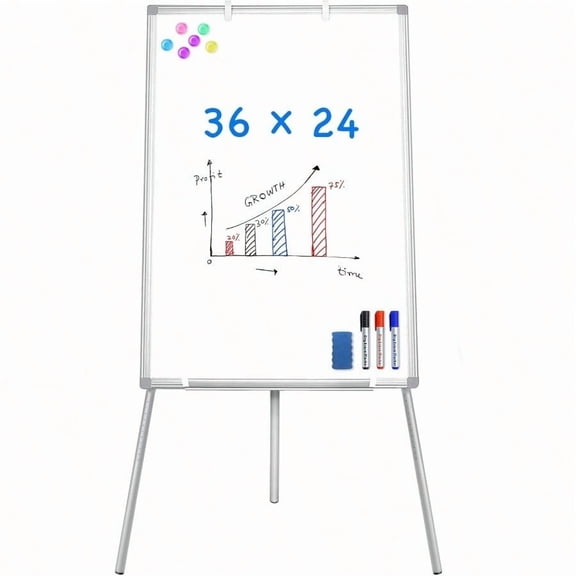 Easel Whiteboard - Magnetic Portable Dry Erase 36 x 24 Tripod Height Adjustable, 3' x 2' Flipchart Easel Stand White Board for Office or Teaching at Home & Classroom (36x24 White)