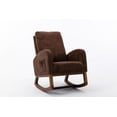 thumbnail image 5 of Rocking Chair,Mid-Century Modern Nursery Rocking Armchair ,Comfortable Fabric Rocker Padded Seat Wood Frame,Tufted Upholstered High Back Accent Chair for Home Living Room, Coffee, 5 of 7
