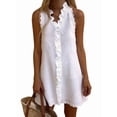 thumbnail image 2 of Women's Sleeveless Mini Tank Dresses Sundress Dress for Casual White XL, 2 of 7