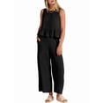 thumbnail image 3 of Women'S Pants Sets 2 Piece Outfits Sleeveless Round Neck Tank Tops Elastic Waist Wide Leg Black S, 3 of 9