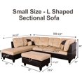 thumbnail image 4 of PonLiving Sectional Sofa, 3 Piece Living Room Couch with Storage Ottoman, Left Facing Chaise, Beige, 4 of 8