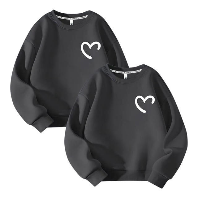 Timegard Chandails Molletonnés 2 Pcs pour Garçons Filles Tout-Petits Imprimé Manches Longues Chandail Confortable Mignon Col Ras du Cou Hauts Unisexe