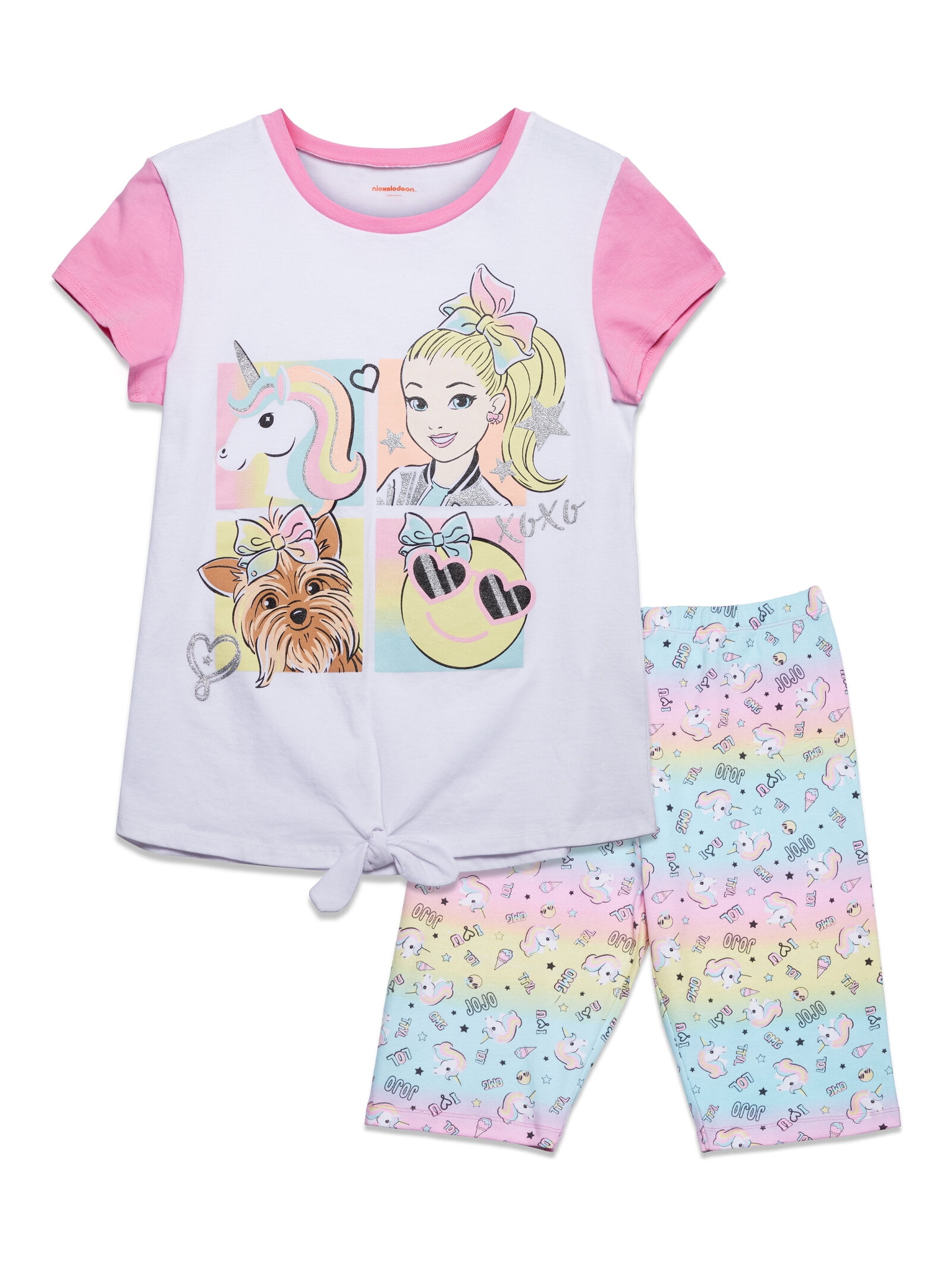 JoJo Siwa Jojo Siwa Unicorn Bow Bow Big Girls T-Shirt and Bike Shorts