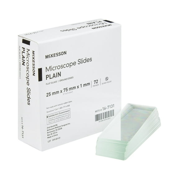 McKesson Microscope Slides - Plain Glass, Ground Edges, 1 in x 3 in x 1 mm, 1440 Ct