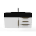 thumbnail image 2 of Castello USA Nile 36" White Wood Floating Vanity with Black Top and Gold Trim, 2 of 8