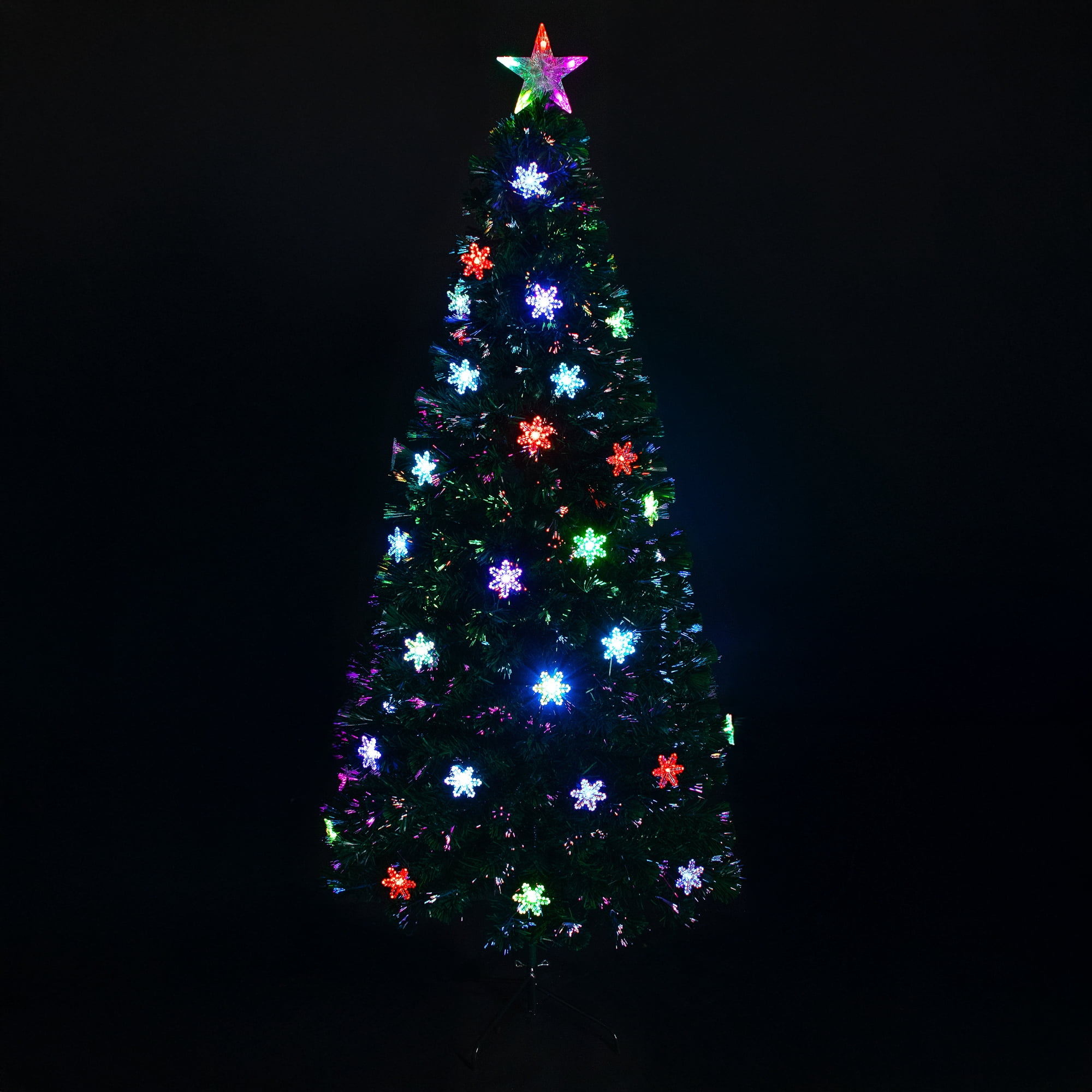 Pre-Lit Fiber Optic Snowflake Artificial Christmas Tree - 7' - Multi LED Lights