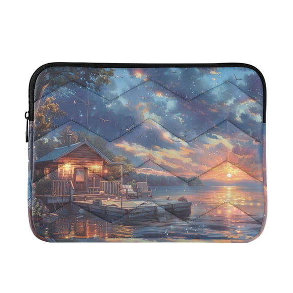 JIALIOU Laptop Sleeve Case with Zipper 13-13.3/15-16 Inch Compatible with MacBook HP Lenovo Dell ASUS Acer, Lakehouse in Sunset
