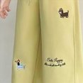 thumbnail image 4 of NIEWTR Girls Casual Straight Leg Pants Wide Loose Fit Lounge Sweatpants Elastic Waist Drawstring Joggers with Pockets Spring（A01-Yellow,5-6 Years), 4 of 7