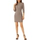 thumbnail image 1 of INSPIRE CHIC Vestido de cuadros con cuello de pie y mangas 3/4 para mujer XS Marrón claro, 1 of 6