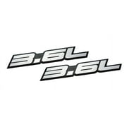2 x (pair/set) 3.6L Liter Embossed SILVER on Black Highly Polished Real Aluminum Auto Emblem Badge Nameplate for Chrysler Dodge Charger Ram Jeep Grand Cherokee Wrangler Sport Volkswagen Fiat Malibu
