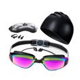 thumbnail image 2 of Juego de 5 piezas de gafas y gorro de natación para hombres, mujeres y adultos. Gafas de natación para piscina. Violeta negra, 2 of 8