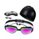 thumbnail image 3 of Juego de 5 piezas de gafas y gorro de natación para hombres y mujeres adultos en piscina. Violeta negra, 3 of 8