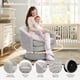 thumbnail image 2 of Light gris chenille swivel chair con almacenamiento space y wood frame para sala de estar, 2 of 8