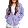 thumbnail image 3 of Ruyang Girls Oversized Hoodie Sweatshirt Double Zipper Long Sleeve Sweatshirt Jacket Kids Wind Resistant Coats 4-12 Years, 3 of 9