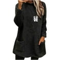 thumbnail image 2 of Moxiu Women's Fleece Pullover 2024 Sherpa Pullover Oversized Fuzzy Fleece Sweatshirts Faux Fur Fluffy Outerwear with Pockets Winter Soft LoungwearBlack,XXL, 2 of 4