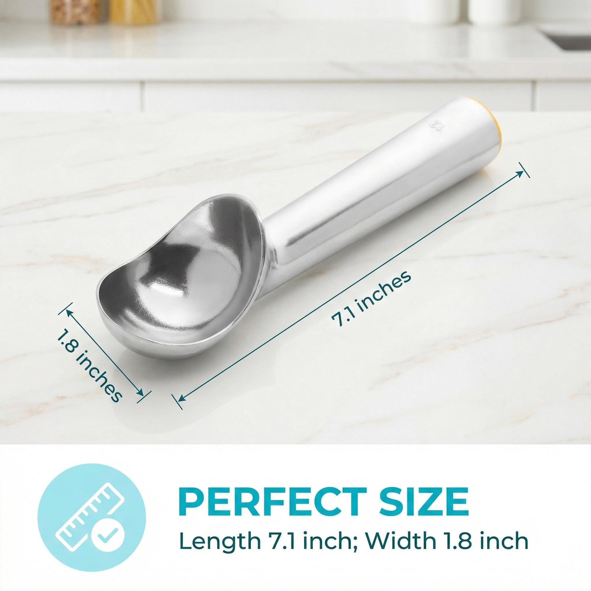 Unique Bargains Aluminum Ergonomic Handle Ice Cream Scoop Silver 7.1*1.8inch