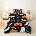 thumbnail image 2 of Homewish Happy Halloween Twin Duvet Cover for Kids, Black Orange Cat Ghost Candy Twin Bedding, Black Reversible, 2-Piece, 1 Duvet Cover and 1 Pillowcase, 2 of 6