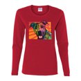 thumbnail image 2 of Cute Smiling Neon Pitbull Dog Breed Dog Lover Womens Graphic Long Sleeve T-Shirt, Red, 2XL, 2 of 3