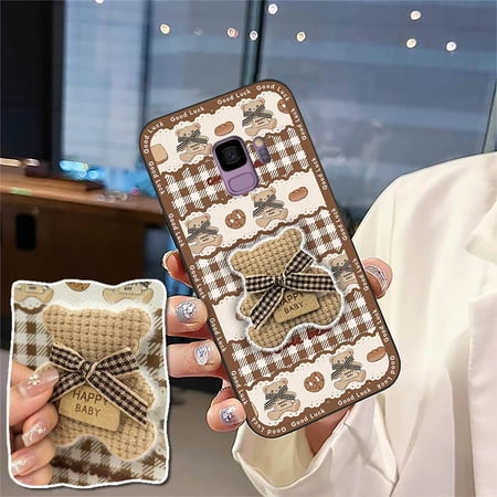 LYM-Phone Case For Samsung Galaxy S9/SM-G9600, Embroidery Dirt-resistant 3D Cartoon Durable Full wrap three-dimensional Silicone TPU Protective Waterproof Cloth Patch Phone Pouch Plush