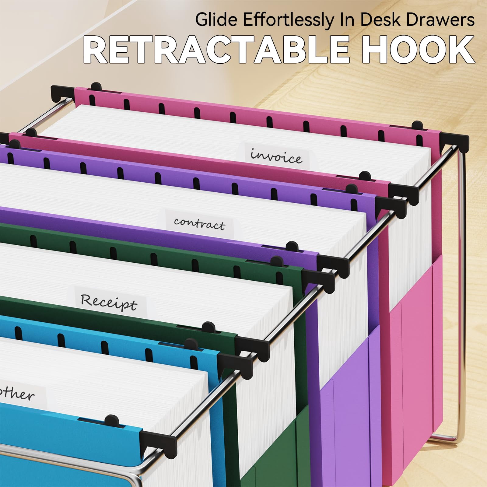 Plastic Expandable Hanging File Folder Letter Size Heavy Duty 3 Inch Expansion 6 Pack Extra Capacity Folders Accordian Pocket Adjustable Tabs Organizer For Bulky Files-colored
