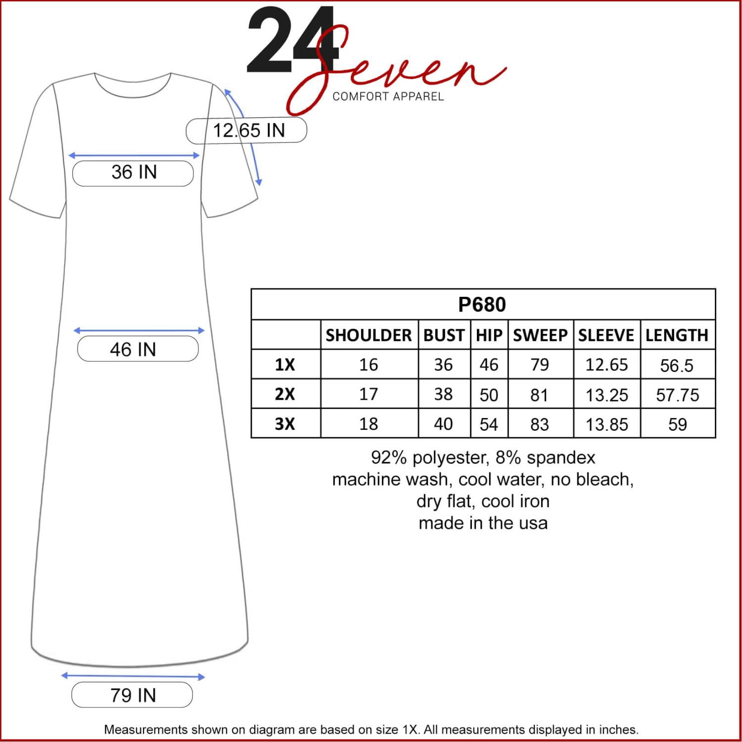 24seven Comfort Apparel Plus Size Elbow Length Sleeve Maxi Dress