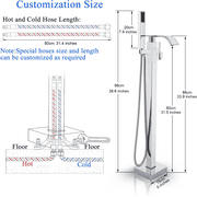 Chrome Floor Mounted Bathtub Faucet Free Standing Tub Filler W/Hand Sprayer