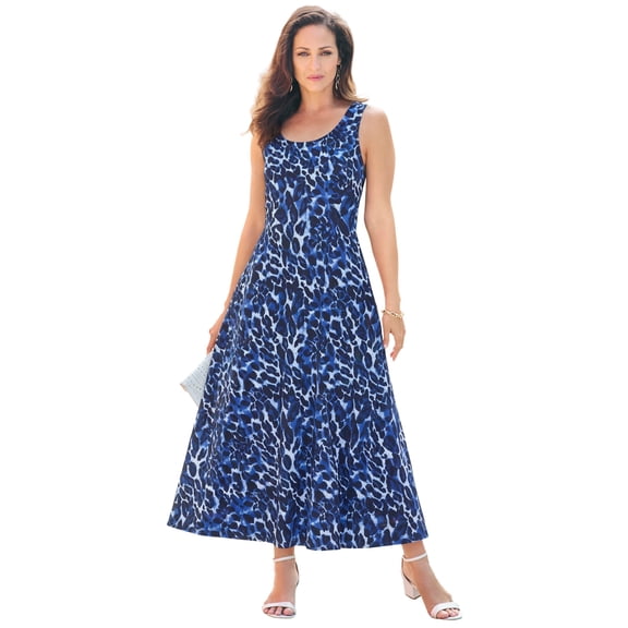 Jessica London Women's Plus Size Stretch Cotton Tank Maxi Dress