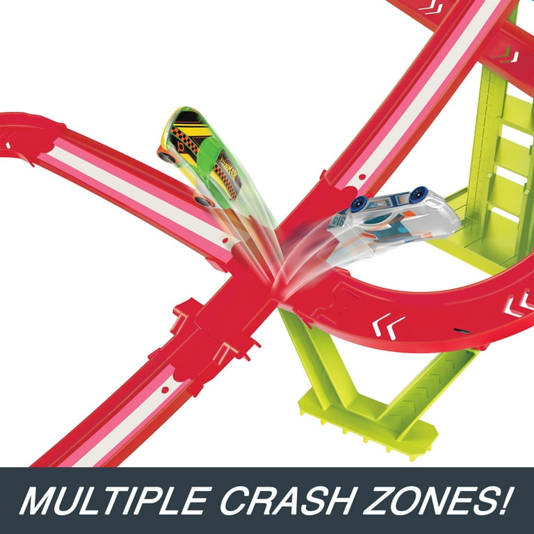 Hot Wheels Track Set, Neon Speeders Skyscraper Speed Circuit with