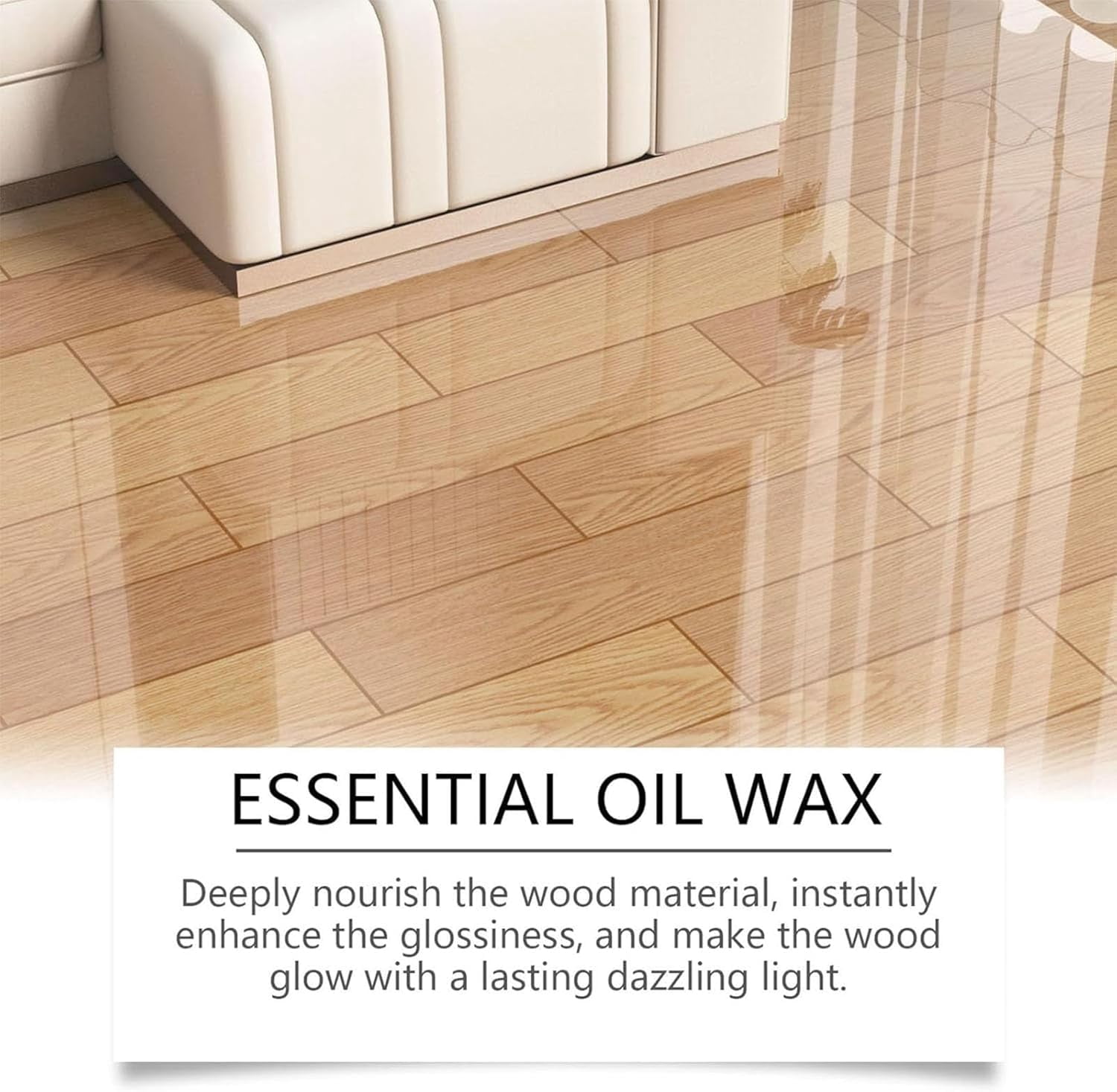 Wood Polish, Natural  Essential Oil Wax for Cabinets Floors Tables, Renew Surface Shine with Sponge and Towel