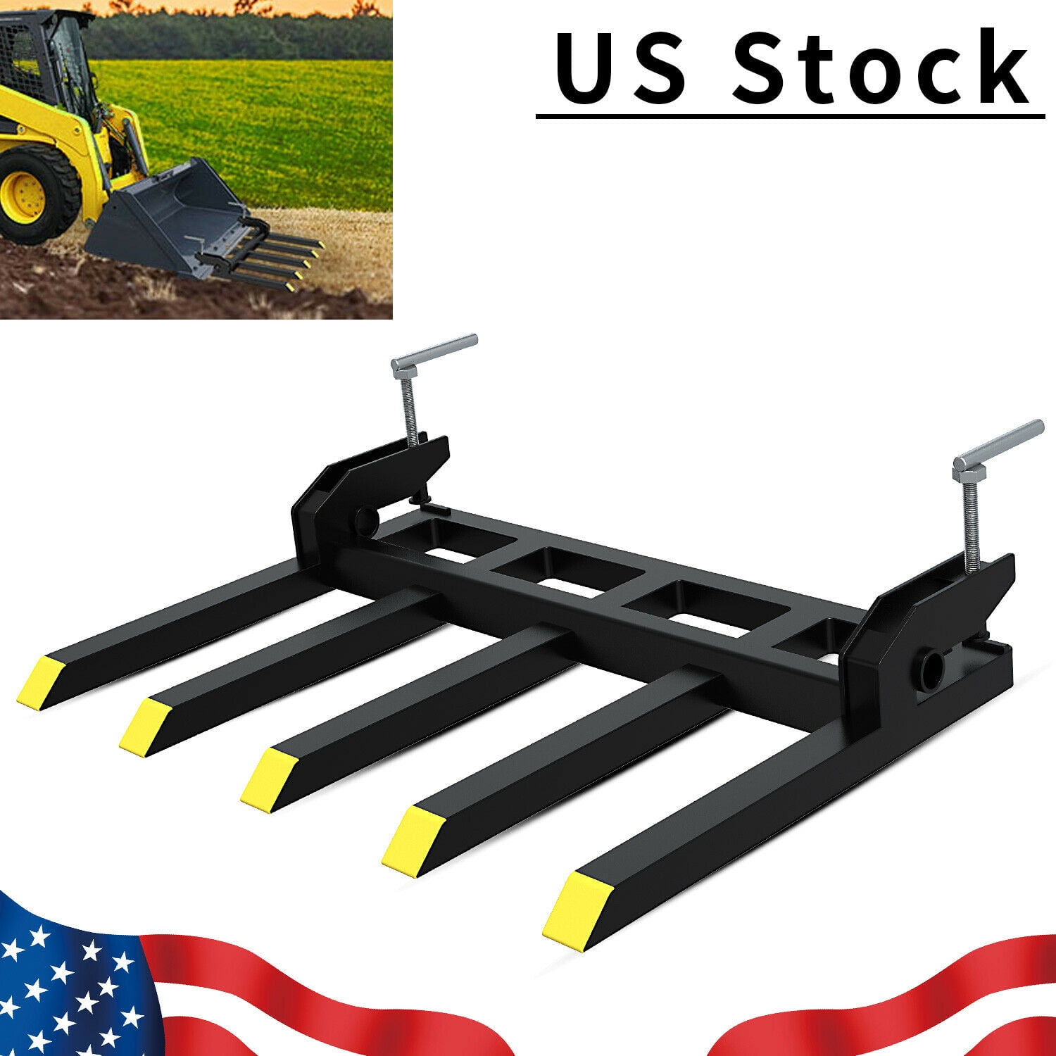 YITAMOTOR Clamp on Debris Forks to 48" Bucket, Heavy Duty Pallet Fork