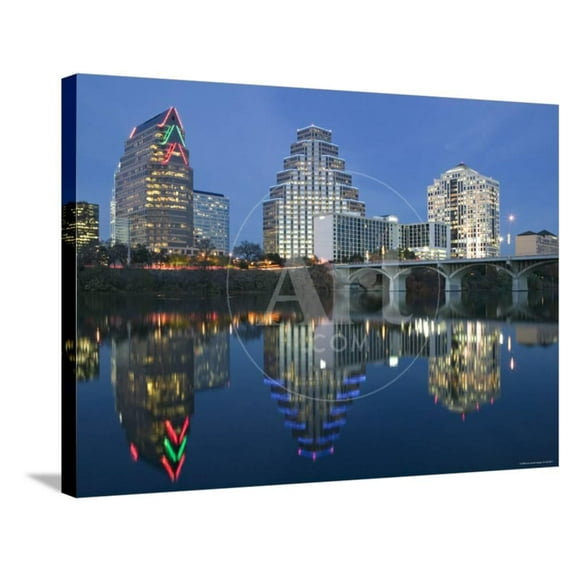 City Skyline Along Town Lake, Austin, Texas, USA, Scenic Stretched Canvas Wall Art by Walter Bibikow Sold by ArtCom