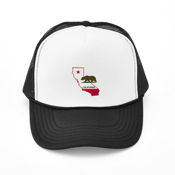 CafePress - CALI STATE W BEAR - Adjustable Unisex Printed Trucker Hat with Mesh Back