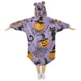 thumbnail image 2 of FORMRS Wearable Blanket Hoodie with Sleeves for Kids Cozy Flannel Sweatshirt, Halloween Pumpkin, 2 of 7