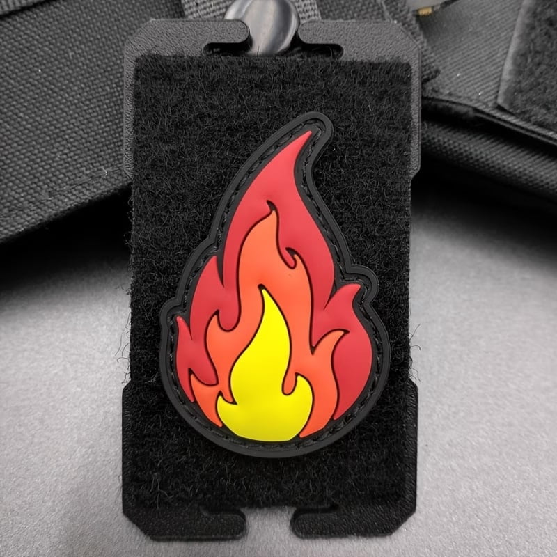 Big Flame 3D PVC Patch Badge with Hook and Loop - Ideal for Bags, Backpacks, Vests, and Clothing Decoration