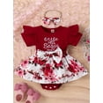 thumbnail image 2 of Bagilaanoe Newborn Baby Girl Rompers Dress Letter Print Short Sleeve Skirt Bodysuit 3M 6M 9M 12M 18M Infant Patchwork One Piece Jumpsuit, 2 of 9