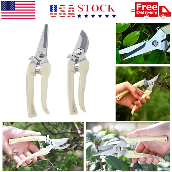 PURELY- 2 Pack Garden Pruning Shears Set Bypass Pruner Straight Blade Scissors Usa