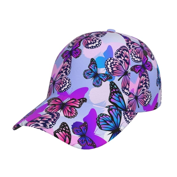 Honeii Flying Butterflies Print Hat, Women's Baseball Hat Unisex Fit, Baseball Cap,Adjustable One Size