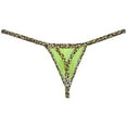 thumbnail image 2 of Botmois Men's Leopard Bordered Underwear Soft Thin Ice Silk Hipster G-string Micro Thong AppleGreen M, 2 of 3