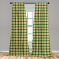 thumbnail image 4 of Ambesonne Plaid Curtains, Vintage British Tartan Check, Pair of 28"x84", Ecru Forest Green, 4 of 4