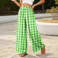 thumbnail image 5 of Women's Plaid Wide Leg Palazzo Pants, High Waisted Gingham Long Trousers with Pockets, Casual Summer Beach Flowy Pants, S-2XL, 5 of 6