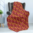 thumbnail image 4 of Autumn Soft Flannel Fleece Throw Blanket, Warm Tones Repeating Leaves Design Colorful Blooming Fall Flora, Cozy Plush for Indoor and Outdoor Use, 60" x 80", Purple Dark Coral and Yellow, by Ambesonne, 4 of 5