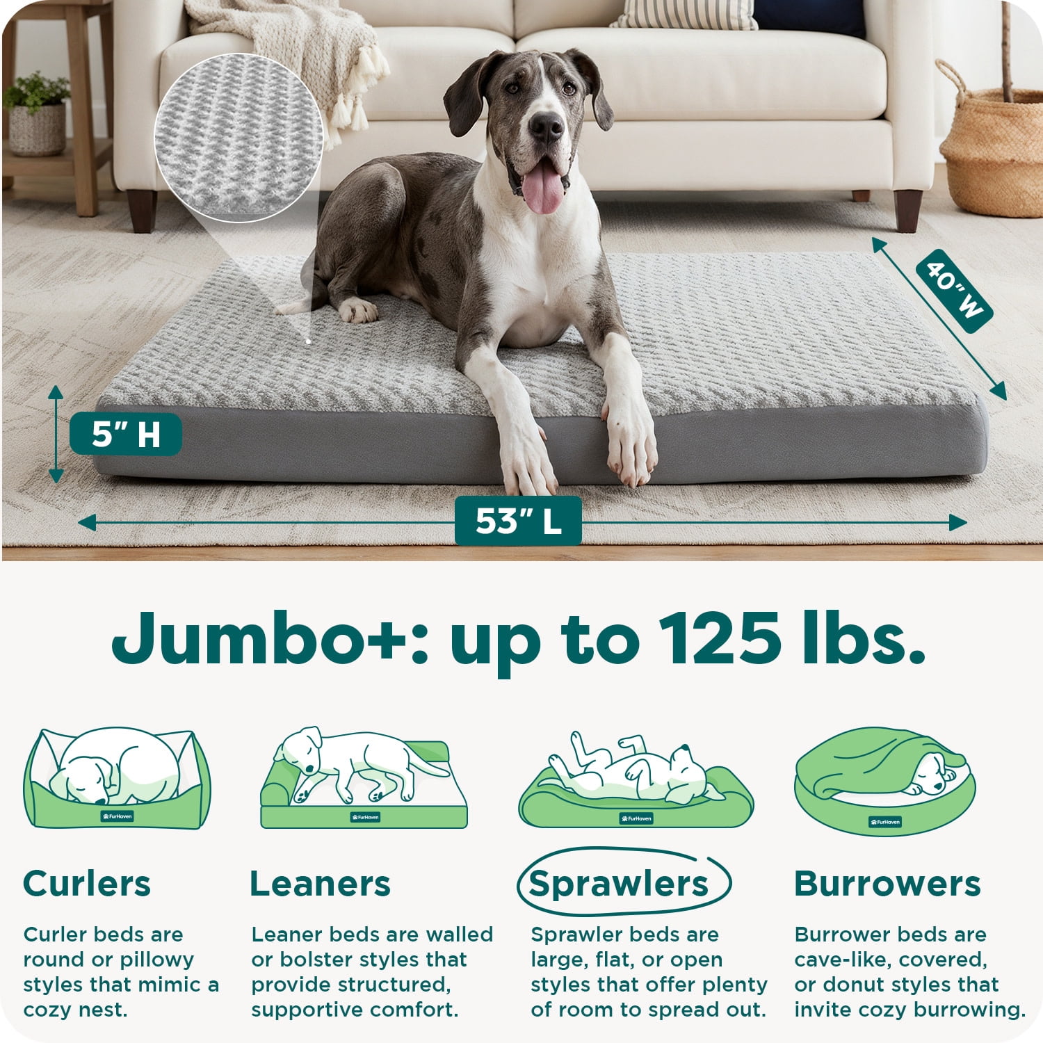 FurHaven Ultra Plush Orthopedic Deluxe Mattress Pet Bed for Dogs & Cats - Gray, Jumbo Plus